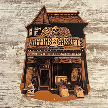 Load image into Gallery viewer, Coffins &amp; Caskets Metal Sign / Wall Art
