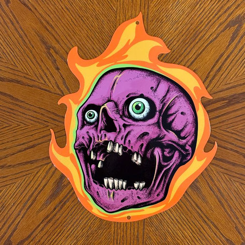 Flaming Skull Metal Sign / Wall Art