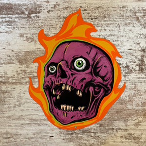 Flaming Skull Metal Sign / Wall Art
