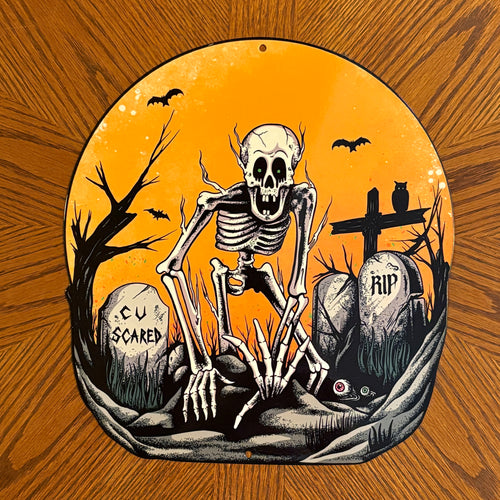 Graveyard Skelly Metal Sign / Wall Art