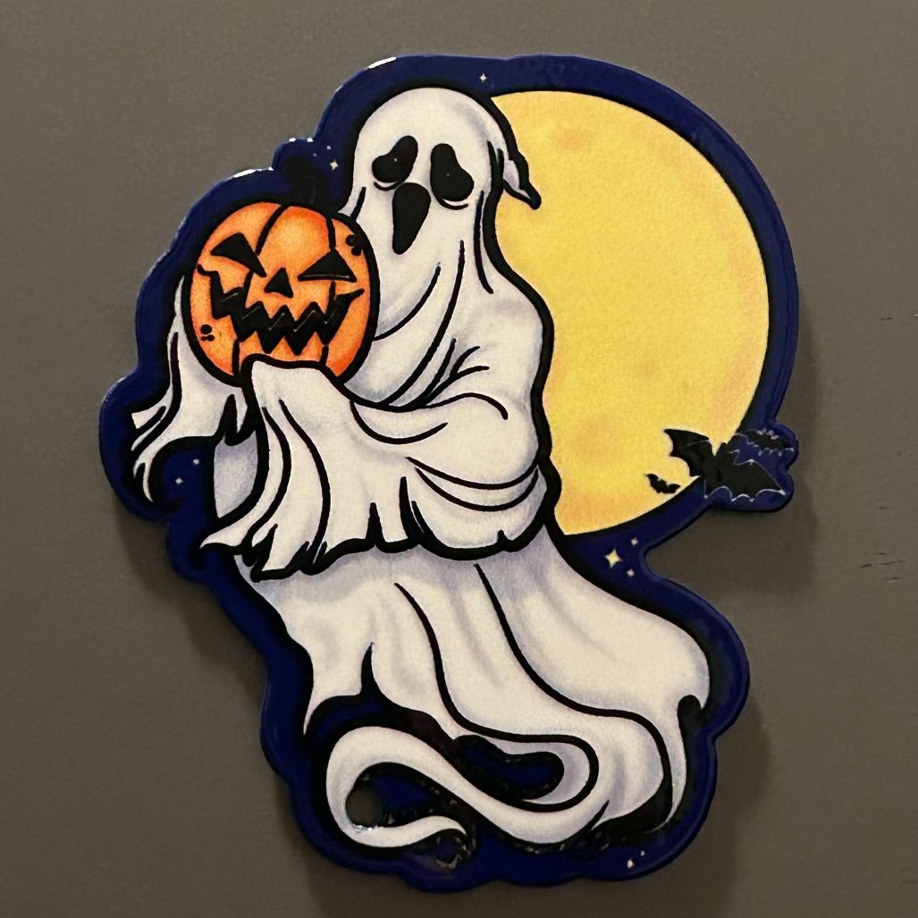 Spooky Ghost and Pumpkin Magnet