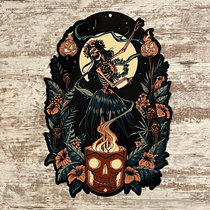Tiki Skeleton Metal Sign / Wall Art