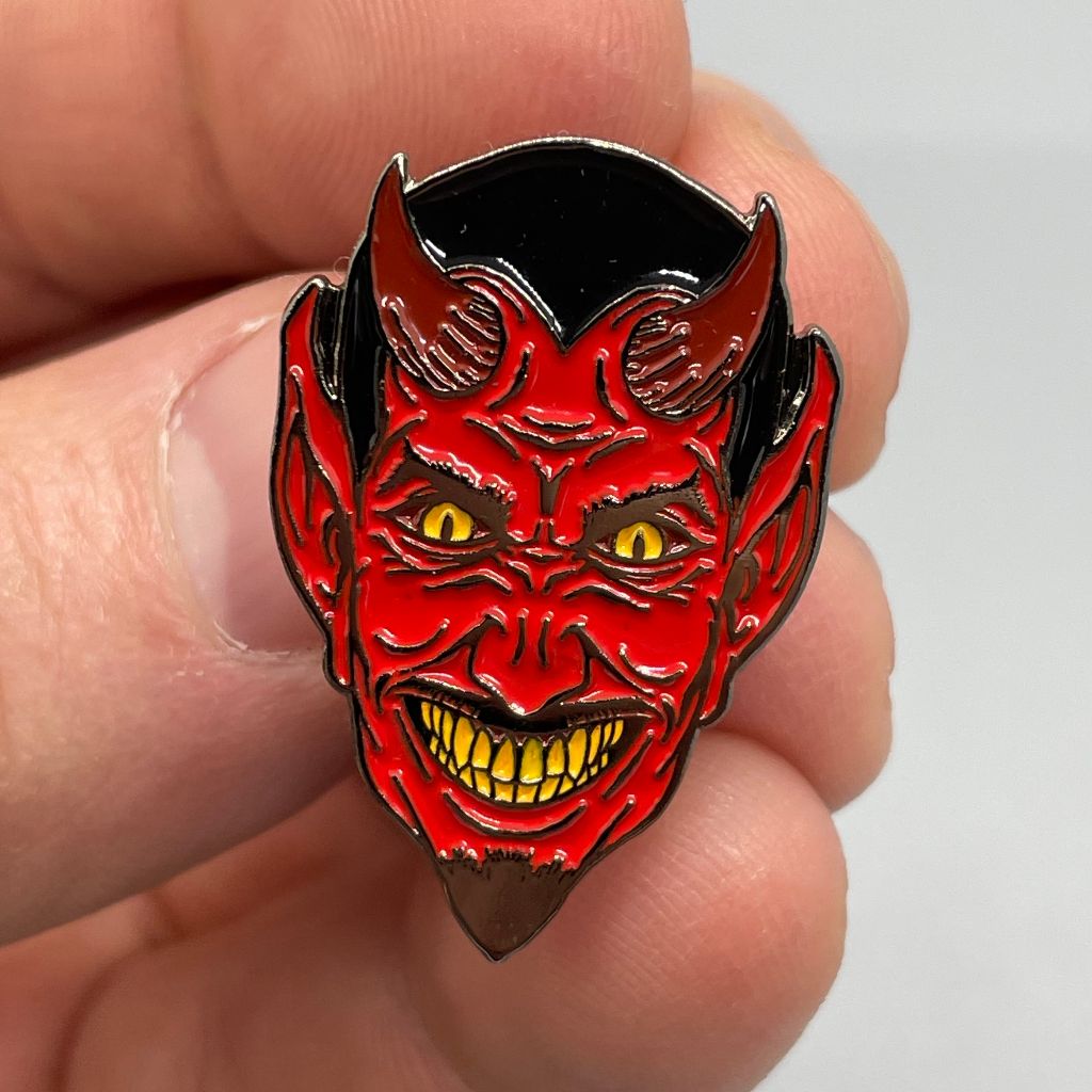 Devil Head Enamel Pin – CU Scared