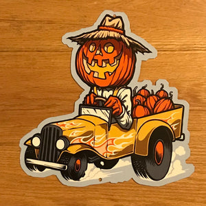 Pumpkin Truckin' Metal Sign / Wall Art
