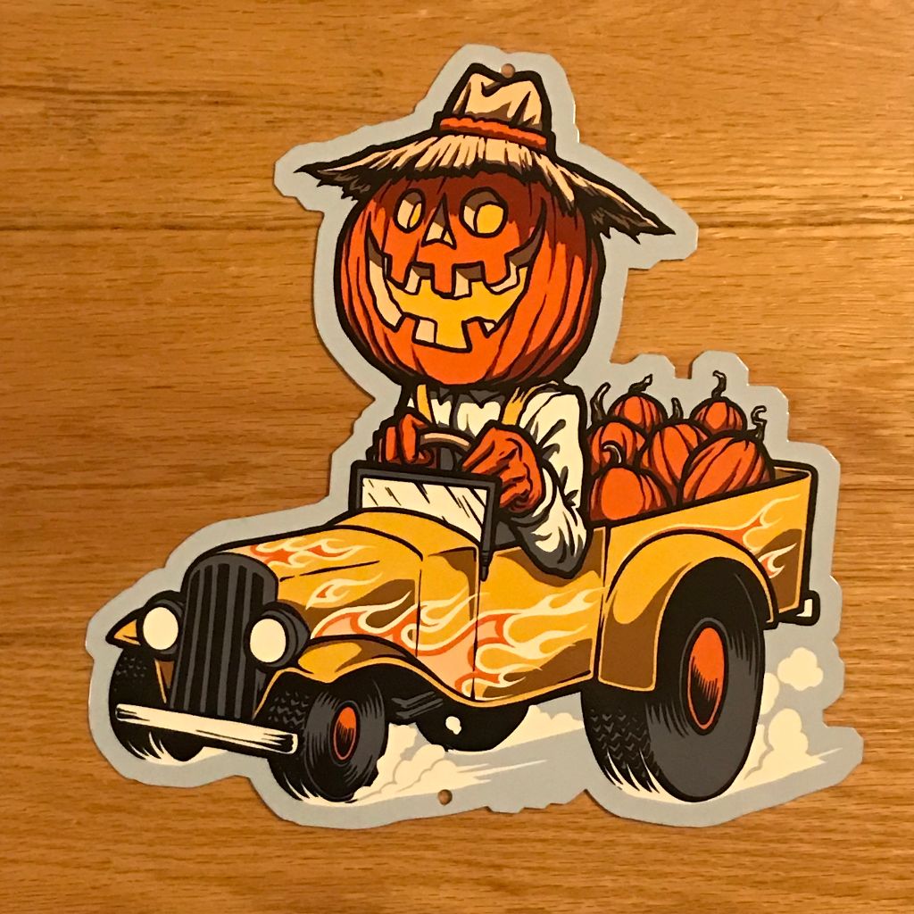 Pumpkin Truckin' Metal Sign / Wall Art