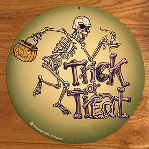 Trick or Treat Skelly Metal Sign/Wall Art